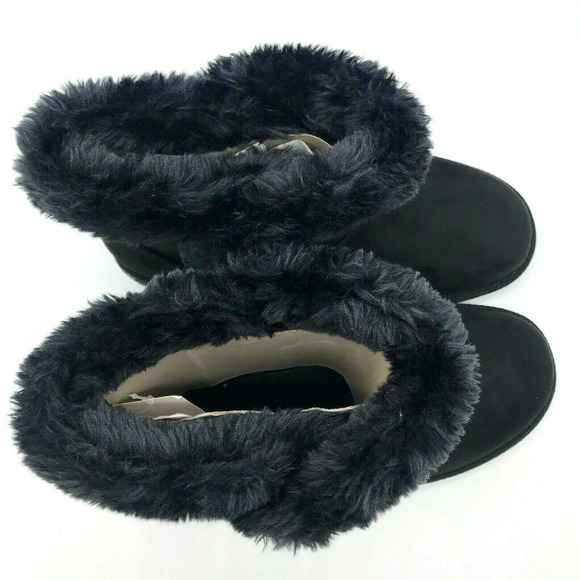 New! Falls Creek Carly Faux Fur Booties Black Suede Women’s winter boots - Picture 7 of 9